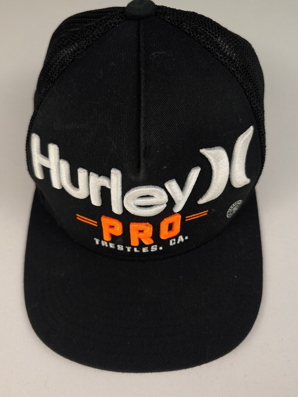 Hurley Pro Trestles CA Surf Trucker Hat Snapback Black Mesh Back